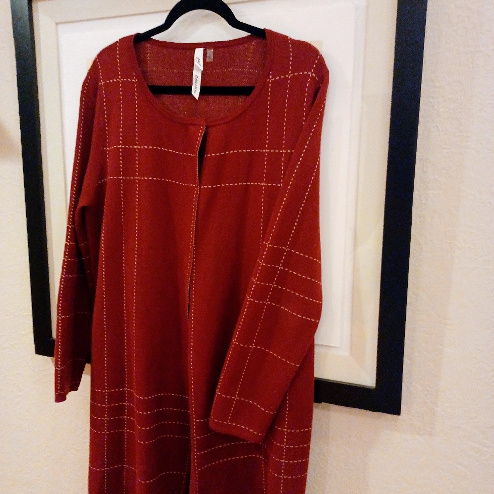 NY Collection Woman's Ticked Sweater Size L